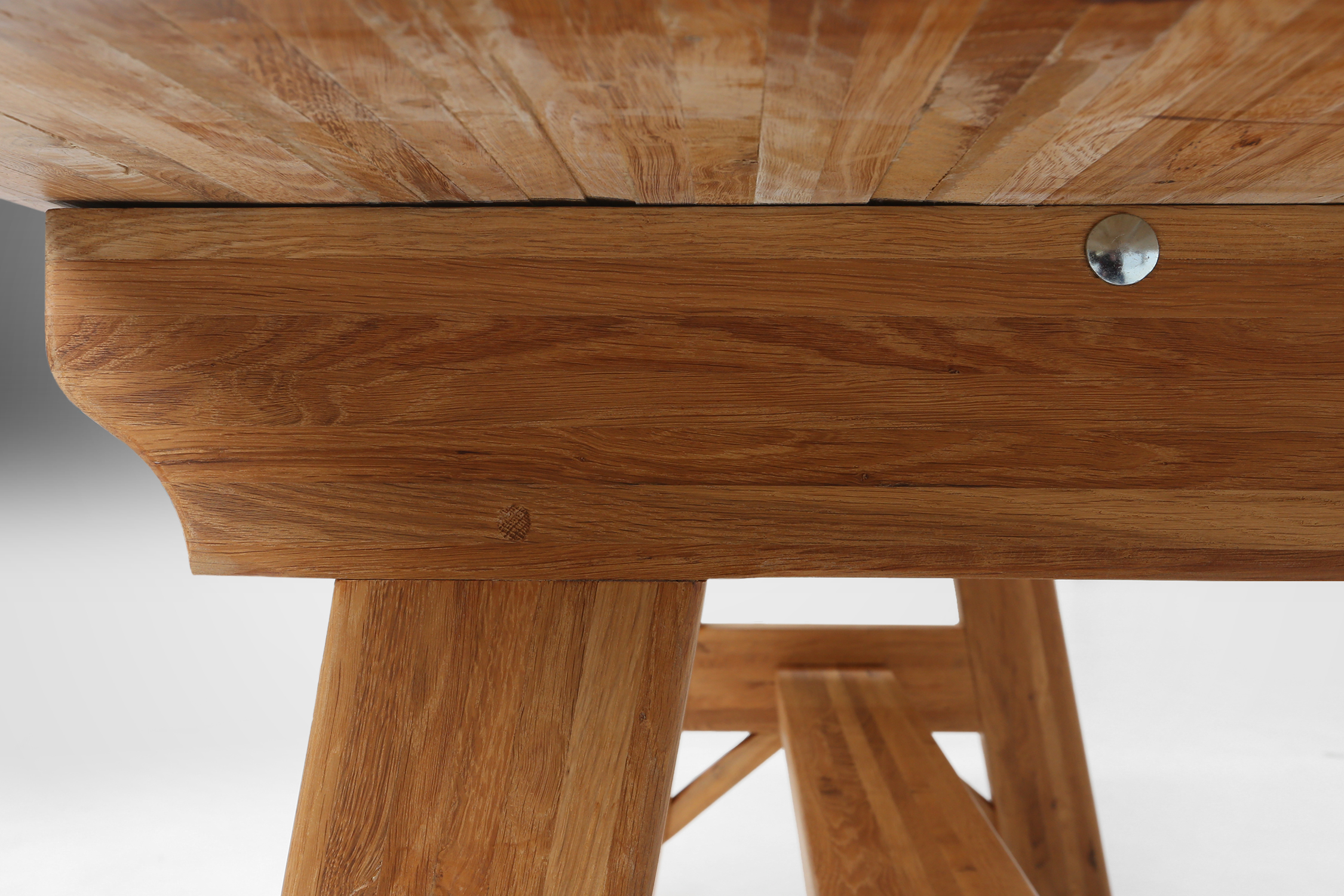 Mid-century brutalist dining table in solid oak, France ca. 1960thumbnail